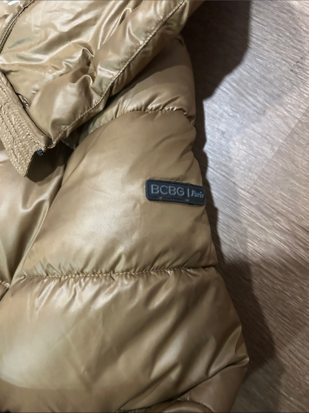 BCBG Paris Hooded Puffer Jacket in Brown - Picture 9 of 12